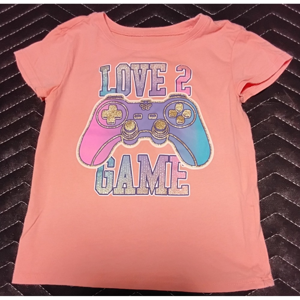 Children's‎ Place Girls Pink Love 2 Game Video Controller Graphic Peach Size S
